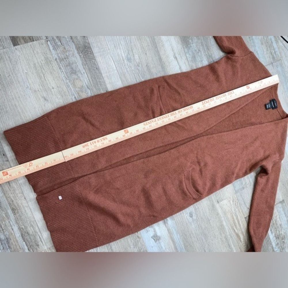 Halogen Wool Cashmere Long Duster Cardigan W/S Rust brown Pocket LN - Picture 11 of 16